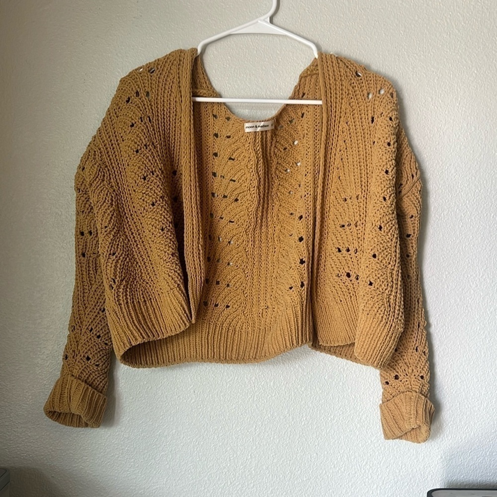 Moon and Madison Yellow Knit Cardigan Size Extra Small